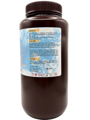 An offset view of Ash Px, our rapid prototyping 3D resin in a dark brown plastic bottle with a ribbed cap, featuring advisory, first aid and storage recommendation.