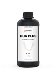 Bottle of LuxCreo DCA Plus dental resin on a white background, sold by Phoenix 3D supply, a premier supplier of resin.