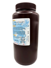 An offset view of EMERALDCAST Px, in a dark brown bottle with a ribbed cap, with a side view of the general advisory, first aid, and storage usage requirements.